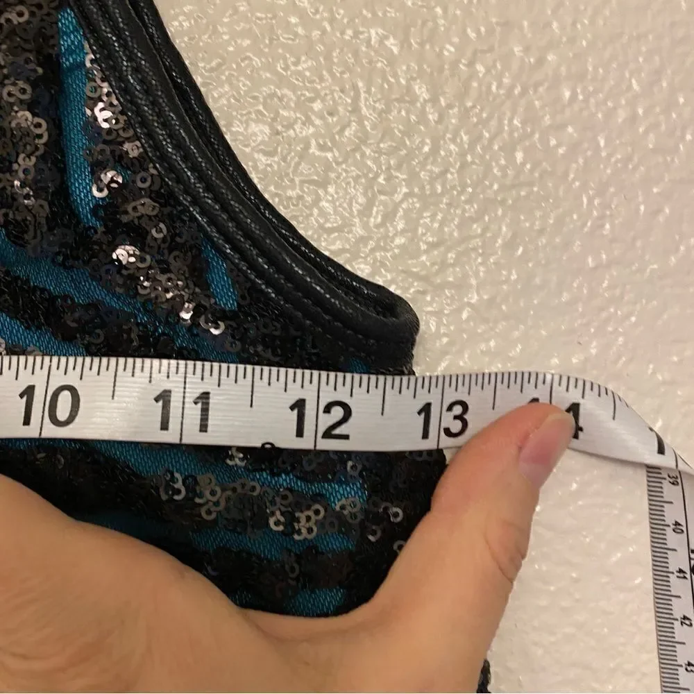 Dance Costume lyrical shift dress teal sequin leotard J5246 child medium CME